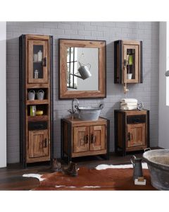Panama Sheesham Schroder 5 Piece Bathroom Furniture Suite 670mm Brown