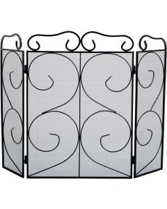 House Additions Tapton 3 Panel Fire Screen Fireplace Guard Protector Black H60 x W85 cm 