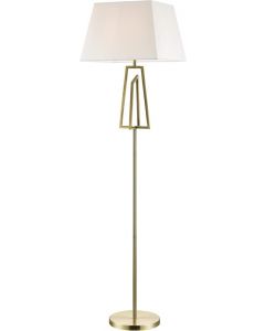 Magnalux Plaza Floor Lamp Antique Brass Square Gold with Shade White
