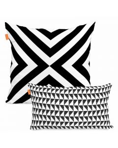 Blanc Trip Geometric Cushion Cover Set White Black Cotton 