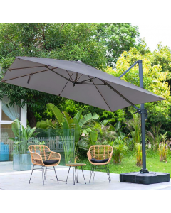 Sabai Living Outdoor Garden Parasol Umbrella 3x3m Cantilever Square with Base Grey
