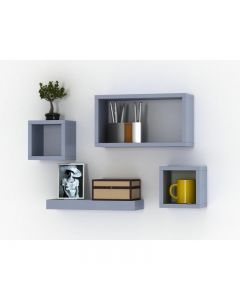 Zipcode Design Tabarez 4 Piece Floating Shelf Set, Grey