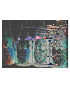 The Oliver Gal Artist Dom P' Drinks and Spirits Champagne Bottles Canvas Wall Art Black Grey 102 x 75cm
