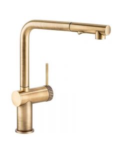 Abode Fraction Single Lever Pull-Out Spray Mixer Tap Antique Brass