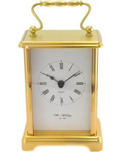 WM. Widdop Quartz Carriage Clock Brass Effect Gold 9W x 16Hcm