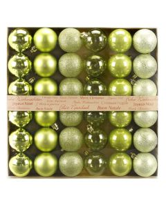 House Additions Christmas Tree Bauble 6cm Set of 36 Pieces, Lemon Green and Gold