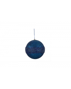 Fizzco Blue Glitter 10cm, Christmas Tree Beaded Bauble 