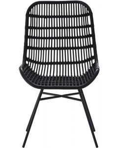 Premier Housewares Lagom Curved Rattan Garden Chair With Iron Legs For Adults with Eco-Friendly Properties Black   