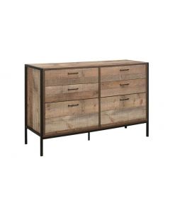 Birlea Urban 6 Drawer Wide Chest Wood Rustic Brown and Black