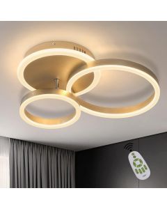 ZMH 3 Ring LED Dimmable Ceiling Light with Remote Control Champagne Gold