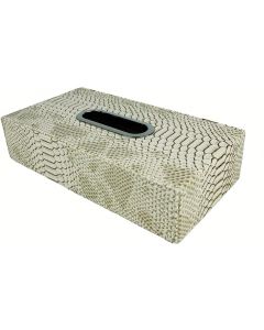 The Signature Home Collection Crocodile Print Leather Tissue Box Cover, Beige 6cm H x 26cm W x 14cm D