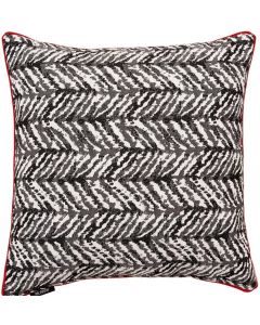 McAlister Textiles Baja Geometric Tribal Black White with Red Edge Cushion Cover 43 x 43 cm