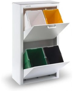Cubek 80L Kitchen Recycling Waste Bin 4 Compartments White    