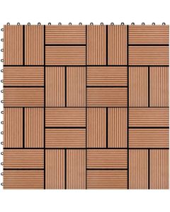 vidaXL 11 Pcs Outdoor Garden Interlocking Decking Tiles WPC 30 x 30cm 1 sqm Brown