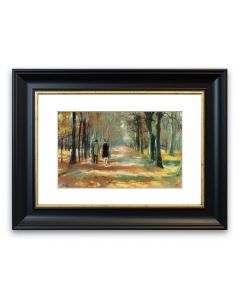 House Additions 'Couple Walking in the Woods' By Lesser Ury Framed Photographic Print Wall Art, Yellow Green, 68 x 50cm