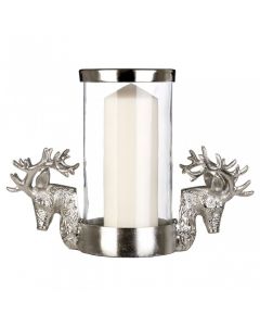 Fifty Five South Decorstion Stag Candle Holder Glass Aluminium Nickel 