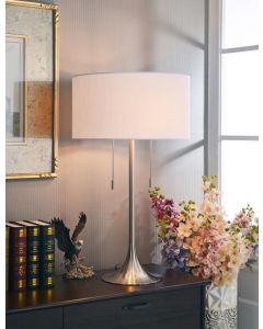 Kenroy Home Stowe Table Lamp with Silver Finish and White Shade