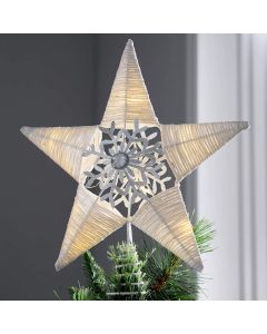 WeRChristmas Pre-lit Snowflake Sprinky Christmas Tree Top Star LED Lights, White, 31cm 