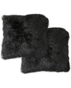 Panache Home SET OF 2 Doux Faux Fur Cushion Cover Black 45cm x 45cm