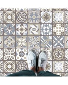 Walplus Limestone Spanish Tiles Self-adhesive Floor Sticker, Grey 60cm x 120cm