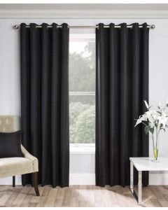 Enhanced Living Warwick Curtain Eyelet Blockout Thermal Black 117cm W x183cm D