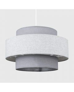 ADHW Modern Two Tier Drum Non Electric Fabric Shade, GREY Dia30cm  x H19cm
