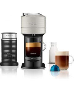 Nespresso Vertuo Next Automatic Pod Coffee Machine with Milk Frother by Krups in Light Grey