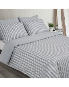 Moda da Casa, Lines Duvet Cover Set, Grey, Striped, King, 230cm W x 220cm L