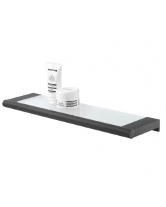 Bold 60 x 4.2cm Bathroom Shelf Stainless Steel Frosted Glass Black Finish