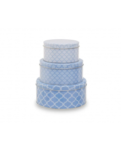 Premier Housewares Set of 3 Kensington Storage Tins Geometric Blue 