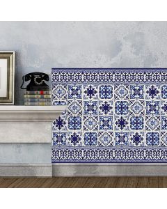 Walplus Granada Tiles Wall Stickers Blue and White SET OF 12 