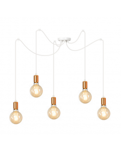 EMIBIG Spark 5-Light Ceiling Cluster Pendant, White and Copper