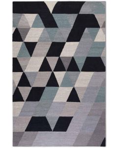 ESPRIT Triango Kilim Geometric, Cotton Grey Black Area Rug 160 x 230cm