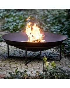 4elementi Kauai Outdoor Garden Wood Burning Fire Pit Steel 27cm H x 72cm W Black 