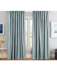 Prime Linens Morocco Sage Rod Pocked Fully Lined Curtains Teal Blue Green W168 x D228 cm