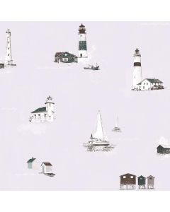 Noordwand Deauville 2 Lighthouse Style Wallpaper Roll, Light Grey