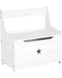 Premier Housewares Kids Storage Box / Seat, MDF, White W 60cm x D 34cm x H 62cm