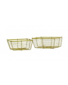 House Additions Set of 2 Square Howell Wire Trays Basket Matt Gold Finish 