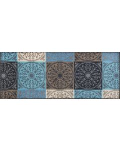 Wash+dry Doormat Da Capo Washable Floor Mat Rug, Runner Blue Beige 75 x 190 cm