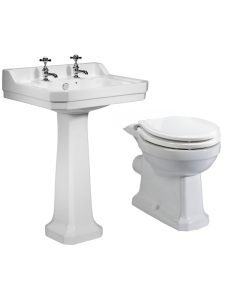 Tavistock Vitoria Basin & Pedestal with Close Coupled WC Pan Set White