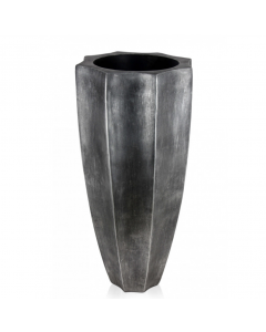ADM Home Decoration Geometric Cement-Resin Vase Anthracite Silver 104 x 50 x 48 cm