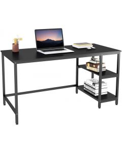 Dprodo Laptop Computer Desk Table with 2 Shelf, Black H76 x W60 x L120cm