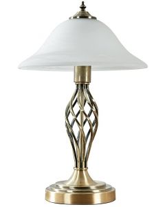 MiniSun Traditional Memphis Table Lamp Barley Twist Antique Brass Frosted Alabaster Shade
