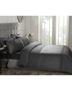 Cascade Home Dreamy Nights Embossed Swirl Duvet Cover Set, Charcoal Grey King Size 5FT