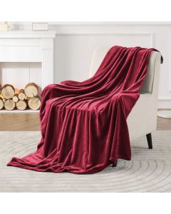 Imperial Rooms Super Soft Fleece Blanket Faux Fur Red 240cm L x 200cm W
