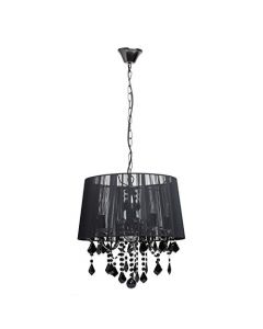MW-Light 5-Light Pendant Chandelier with Crystal Drops, Metal Chrome and Black