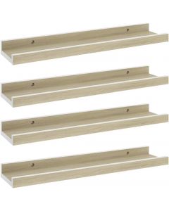 Vida XL Set of 4 Shelves Floating Shelves Ledges White and Sonoma Oak 40x9x3 cm