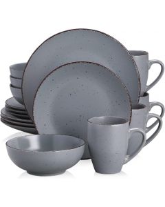 Vancasso Moda 16 Pieces Dinnerware Set Service for 4 Stoneware Matte Grey   