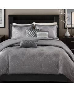 Marlow Home Co. Atherstone Grey Geometric King Size Duvet Cover Set 