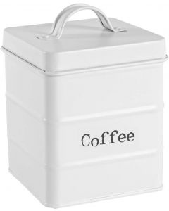 Harbour Housewares Kitchen Coffee Storage Canister Metal Matte White  